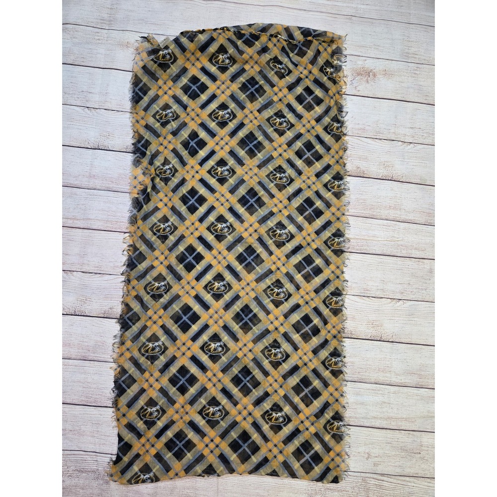 Missouri Tigers‎ Mizzou All Over Print Sheer Scarf Women's One Size Black Yellow - Picture 7 of 7
